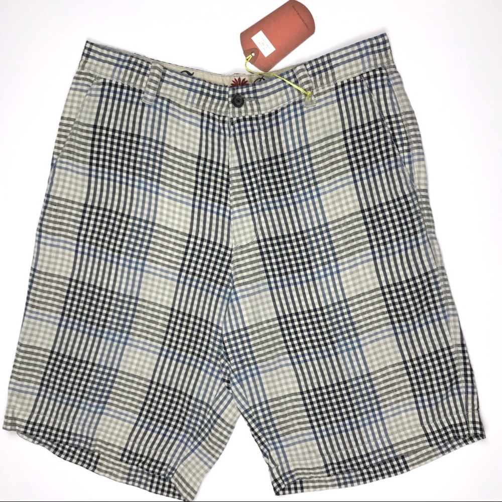 Tommy Bahama Blue Gingham City Linen Silk Shorts Size 32 Check Casual Classic